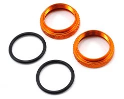 JQRacing White Edition 16mm Shock Adjustment Nut & O-Ring Set (2)