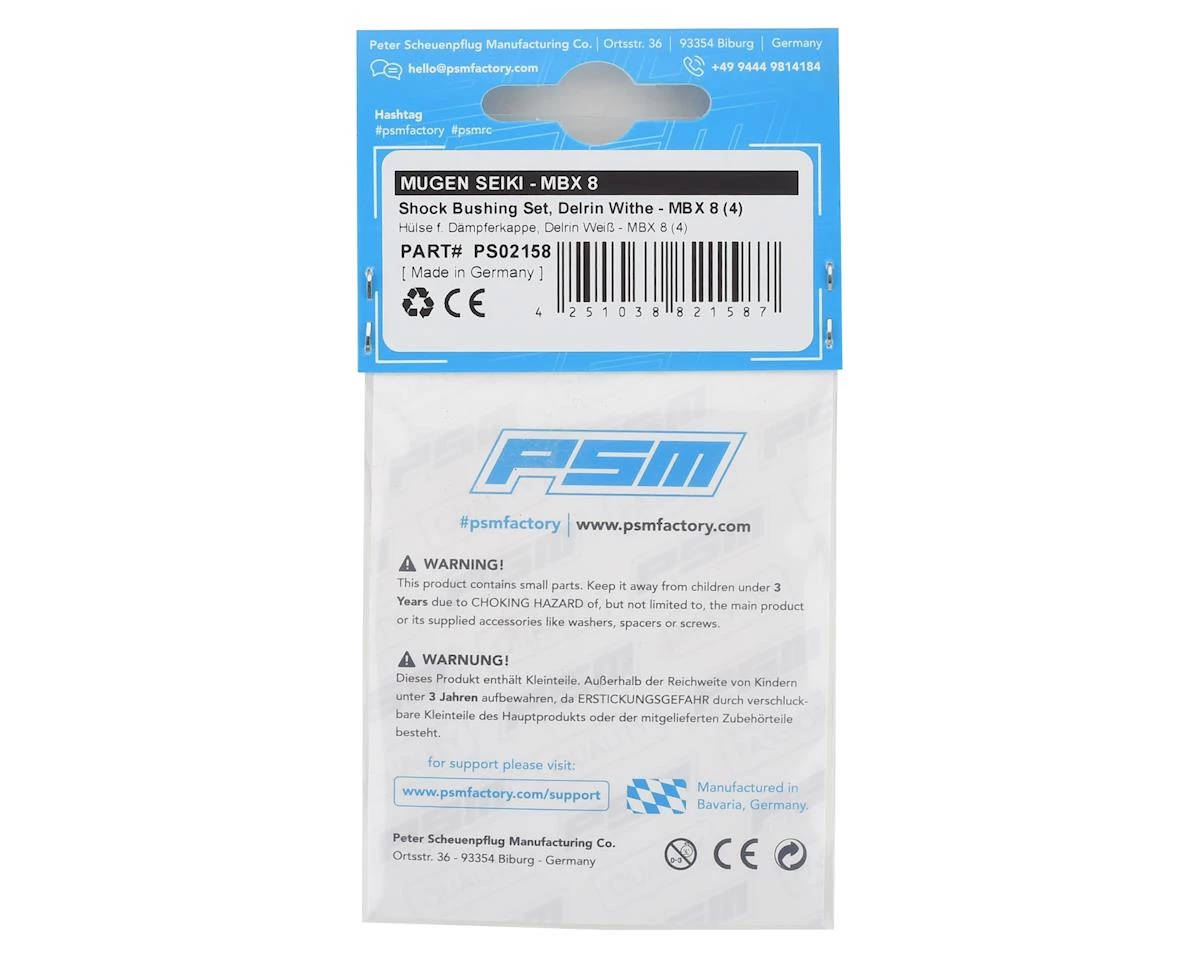 PSM MBX8 Delrin Shock Bushing Set (White) (4) 4 PSM MBX8 Delrin Shock Bushing Set (White) (4) - Image 2